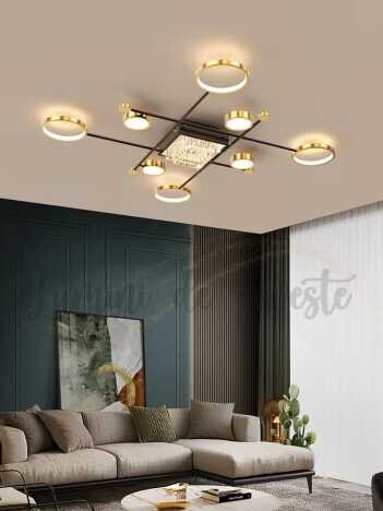 Lustra LED 168W Krystal Space 4, LED inclus, 9 surse de iluminare, Lumina: Cald, Natural, Rece